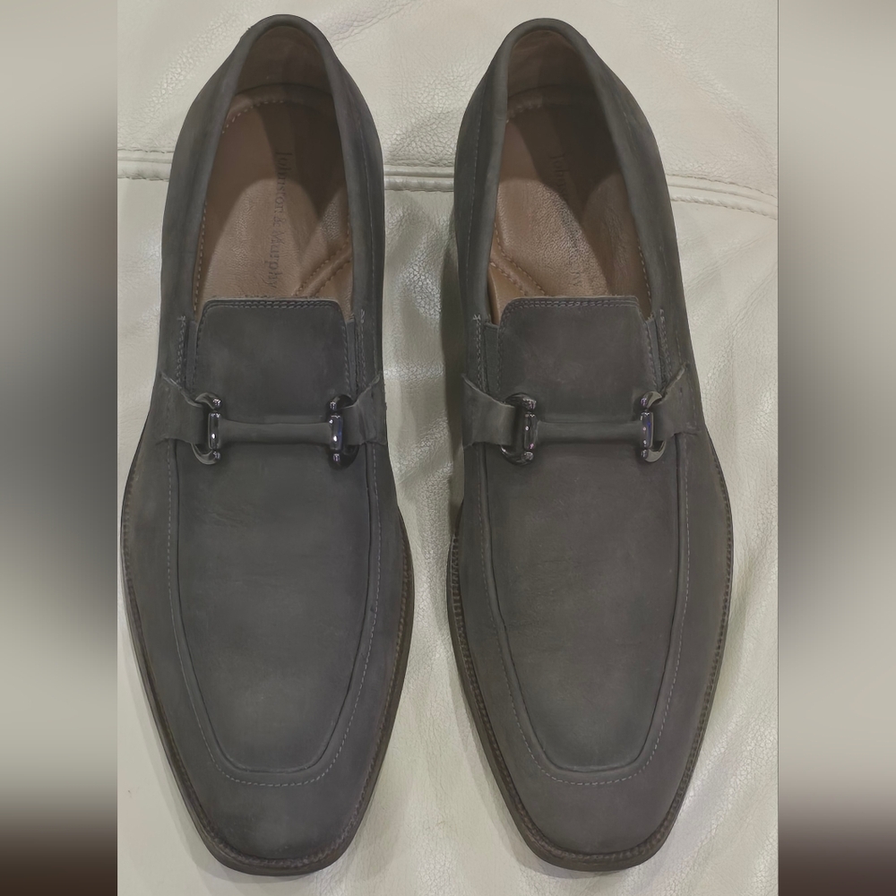 Johnston & Murphy Men's Everett Suede Horse Bit Loafer/ Size 12D Color/ Grey